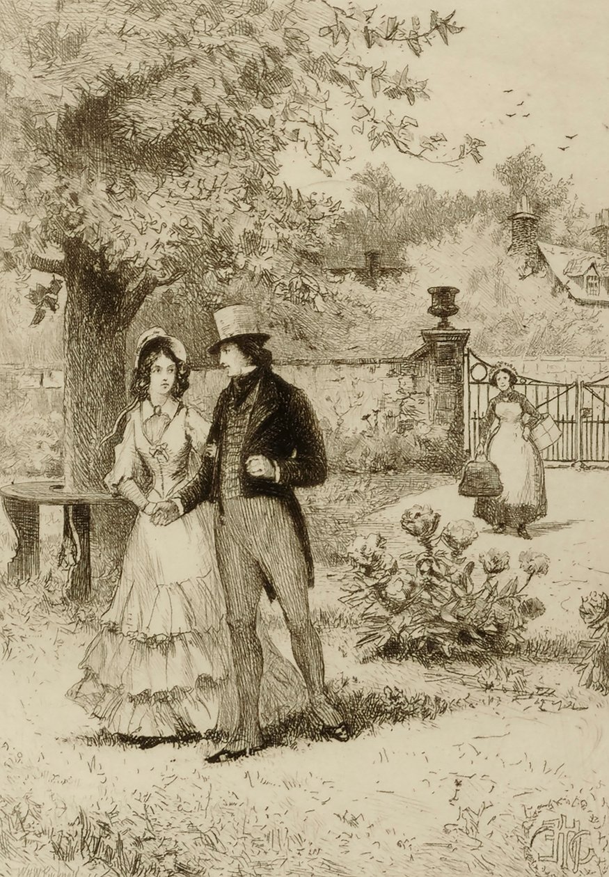 Senza titolo (coppia che passeggia in un giardino) da William Harry Warren Bicknell
