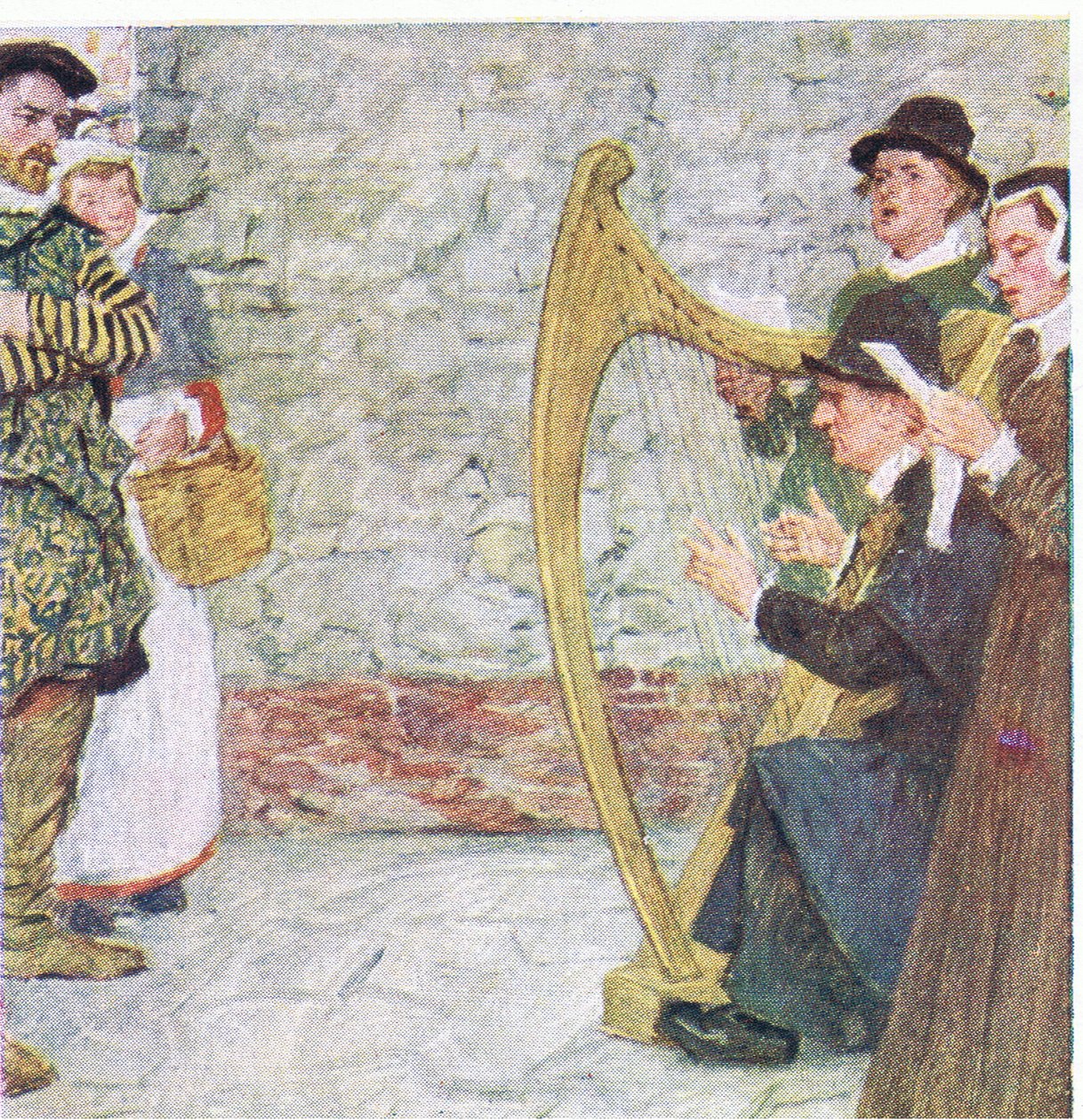 Shakespeare ascolta i cantastorie vicino a Somerset House, da My Magazine da William Hatherell