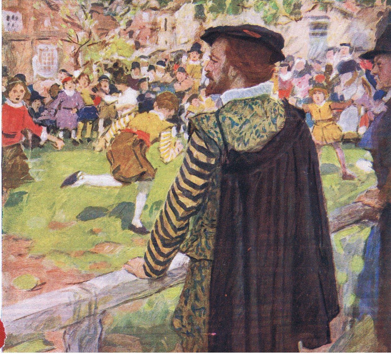 Shakespeare guarda i bambini giocare vicino a Temple Bar, da My Magazine da William Hatherell