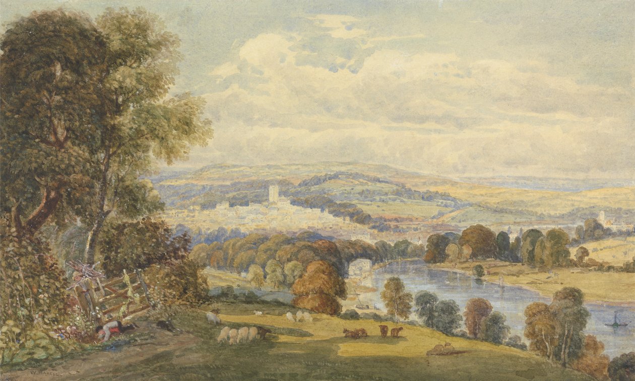Veduta di Totnes, Devon da William Havell