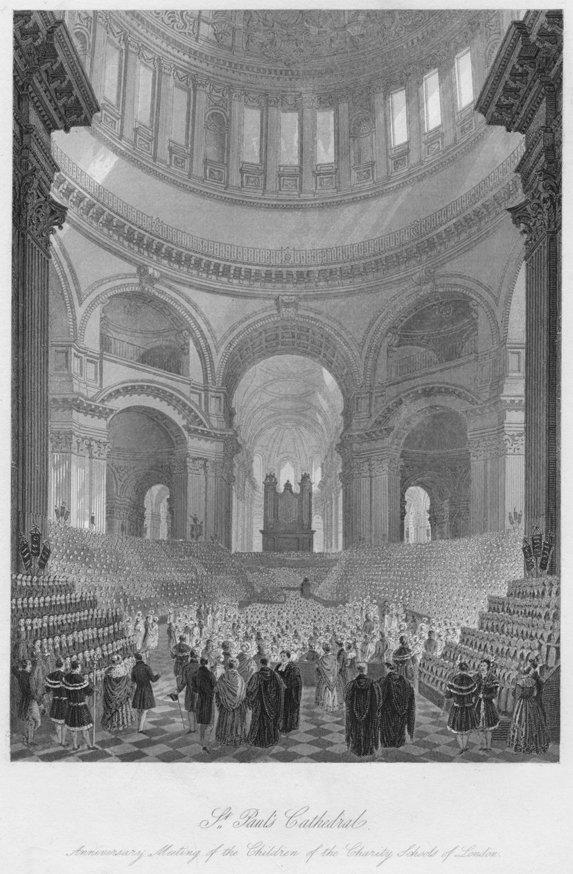 Cattedrale di San Paolo. Riunione anniversaria dei bambini delle scuole di carità di Londra, c1841 da William Haydon Fuge