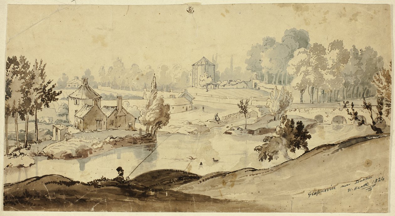 Glasnevin vicino a Dublino (recto); schizzo di costume maschile (verso) da William Heath