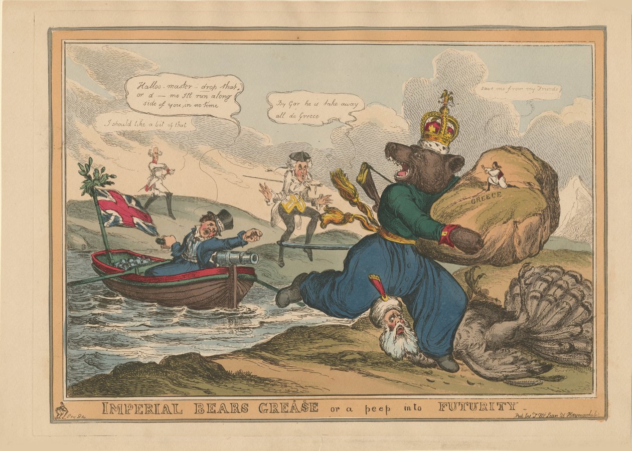 Grasso Imperiale di Orso Grecia o uno Sguardo nel Futuro. Caricatura sulla Guerra Russo-Turca da William Heath
