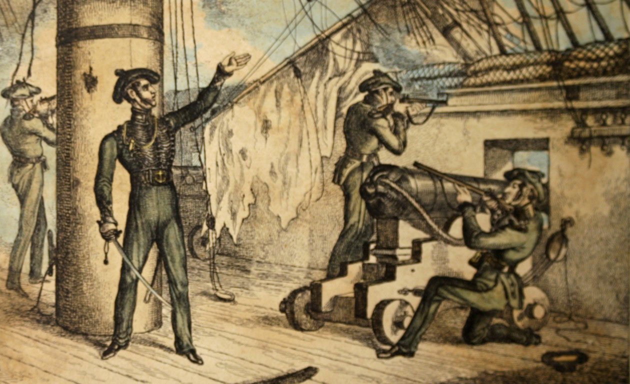 Fucilieri dei Marines in Azione a Bordo di una Nave da Guerra Non Identificata, c.1835 da William Heath