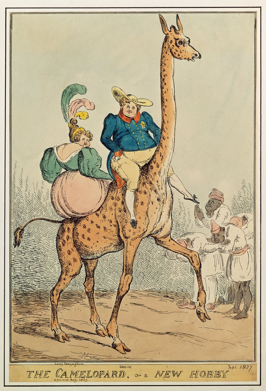 Il Camelopard, o un nuovo hobby, 1827 da William Heath