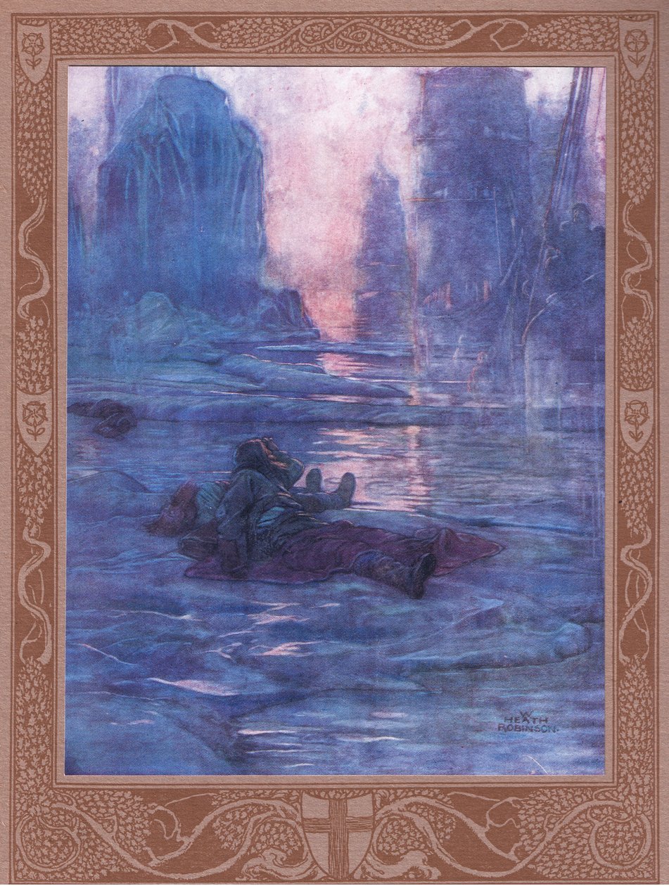 Seguiteci - stiamo aspettando sui sentieri che abbiamo perso. Per i suoni di molti passi, per il calpestio di una folla. da William Heath Robinson
