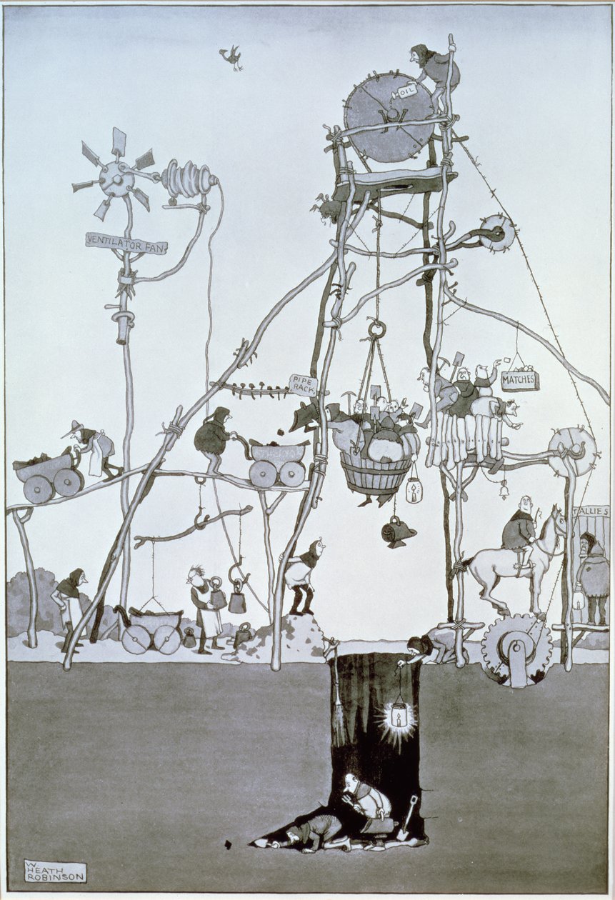 Testa della miniera, c.1930 da William Heath Robinson