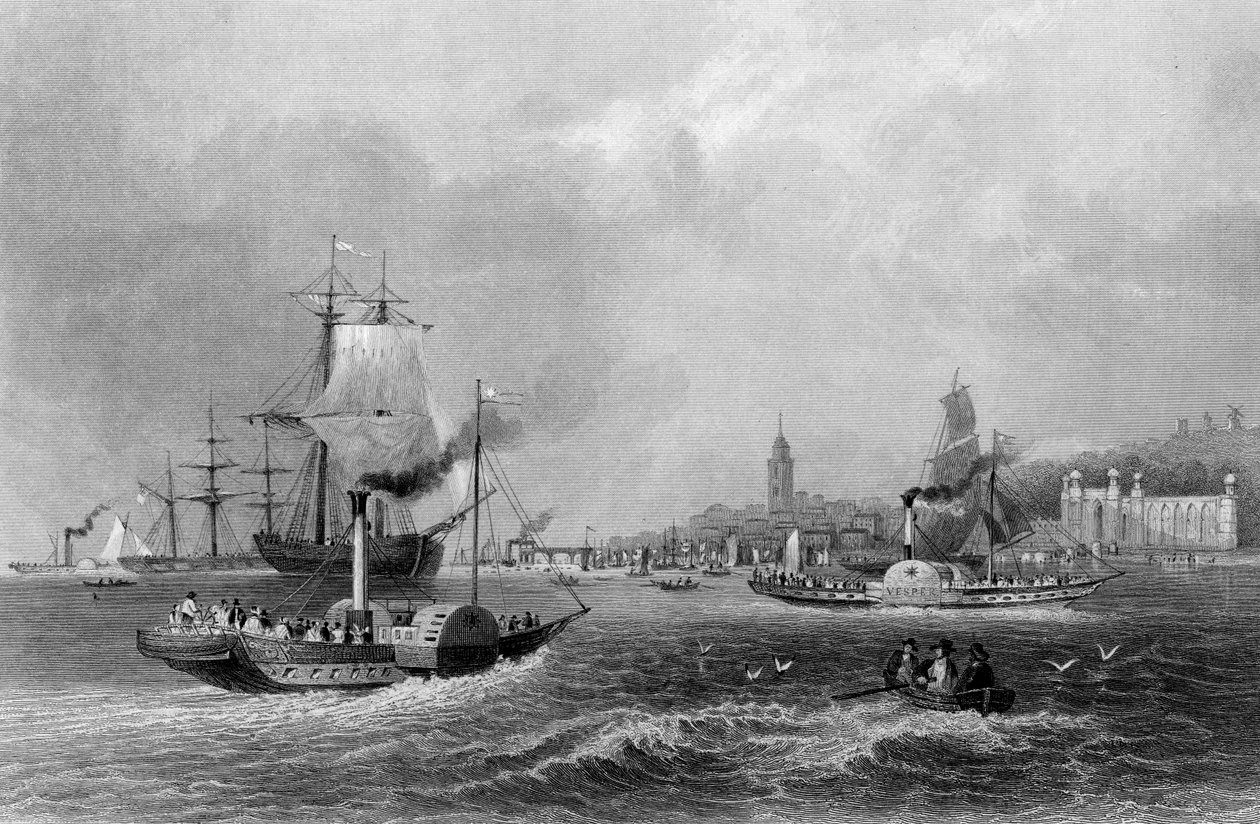 Gravesend, inciso da Henry Adlard, c.1830 (incisione) da William Henry (after) Bartlett