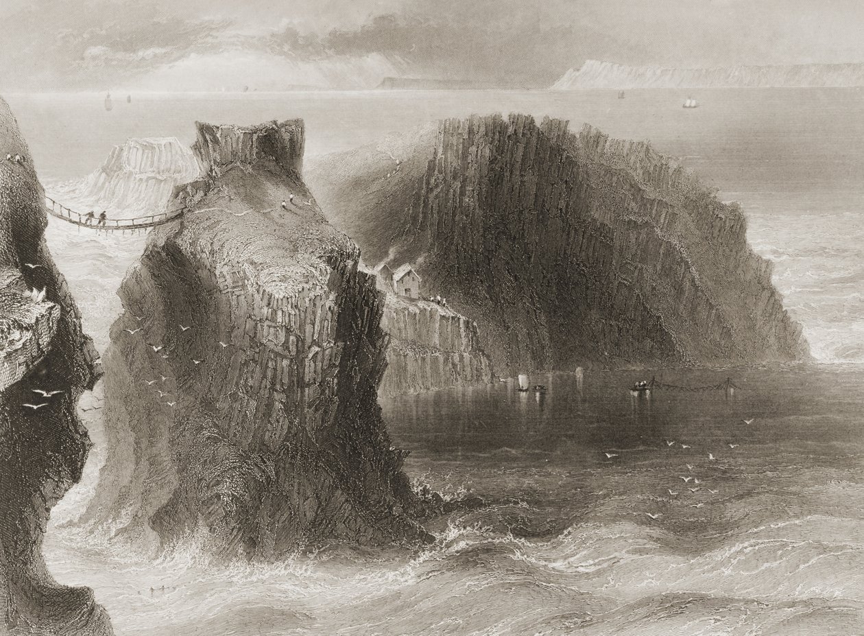 Ponte di corda di Carrick-a-Rede, contea di Antrim, Irlanda del Nord, da 