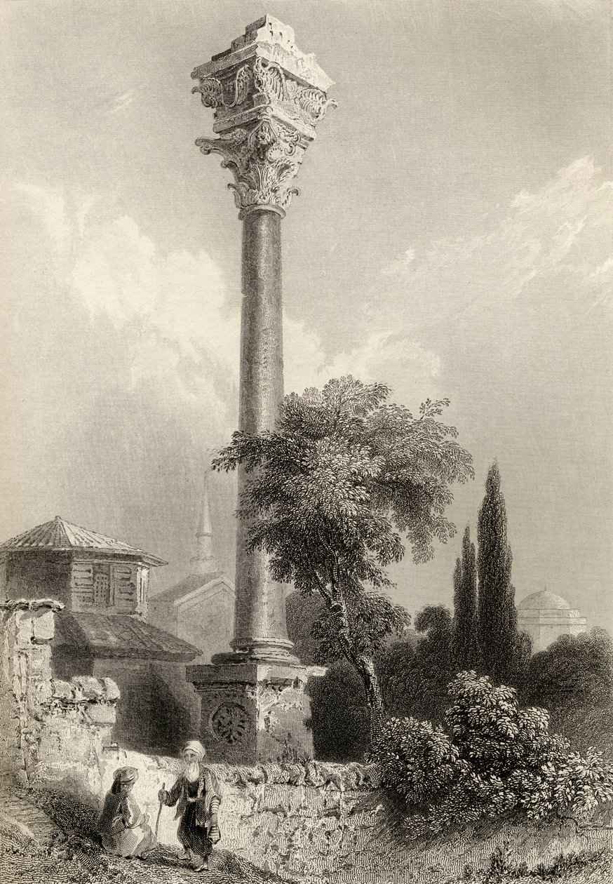 Colonna di Marciano, Istanbul, Turchia, inciso da H. Adlard da William Henry Bartlett