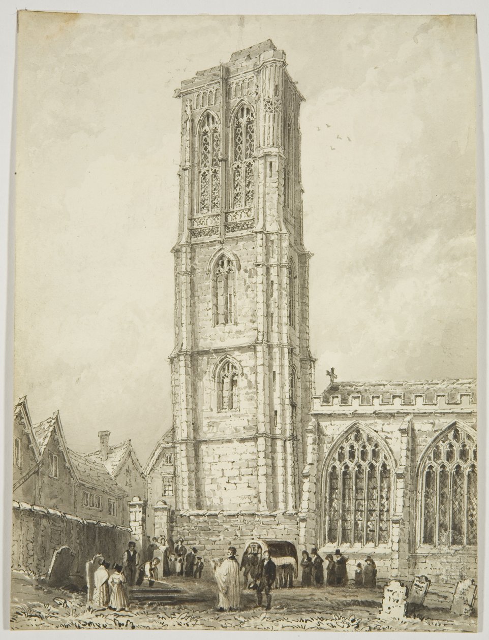 Esterno della Chiesa del Tempio, mostrando un internamento, c.1825 da William Henry Bartlett