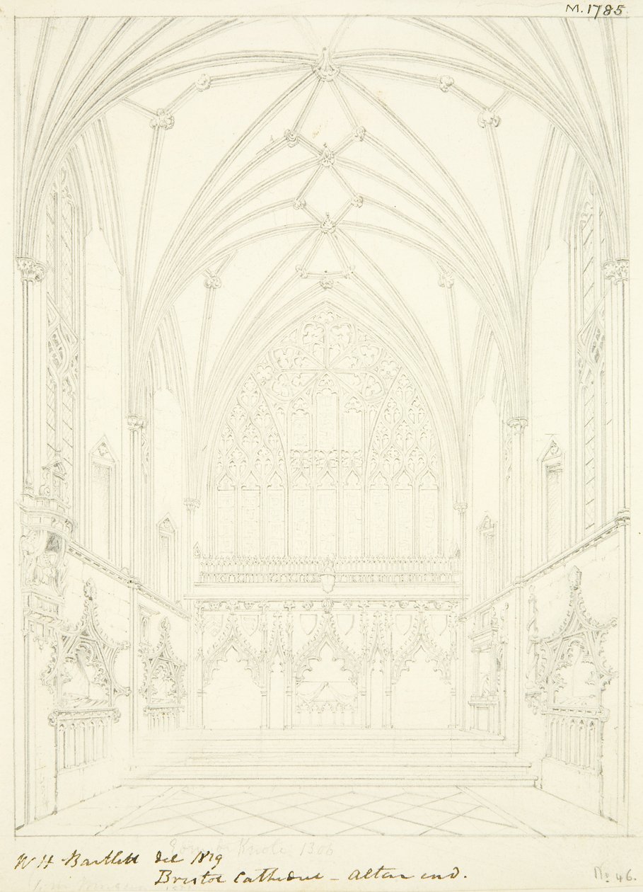 Cappella della Madonna della cattedrale di Bristol vista verso est da William Henry Bartlett