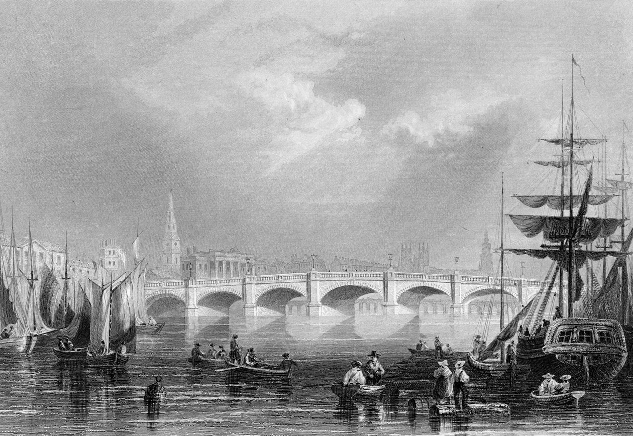 Nuovo ponte e Broomielaw, Glasgow, c.1840 da William Henry Bartlett