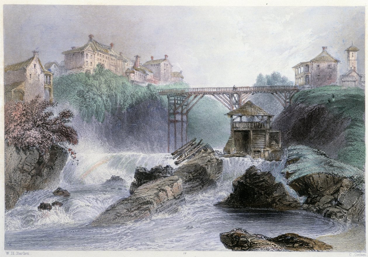 Ponte a Sherbrooke - in "Canadian Scenery illustrated" di William Henri Bartlett, ed. George Virtue da William Henry Bartlett
