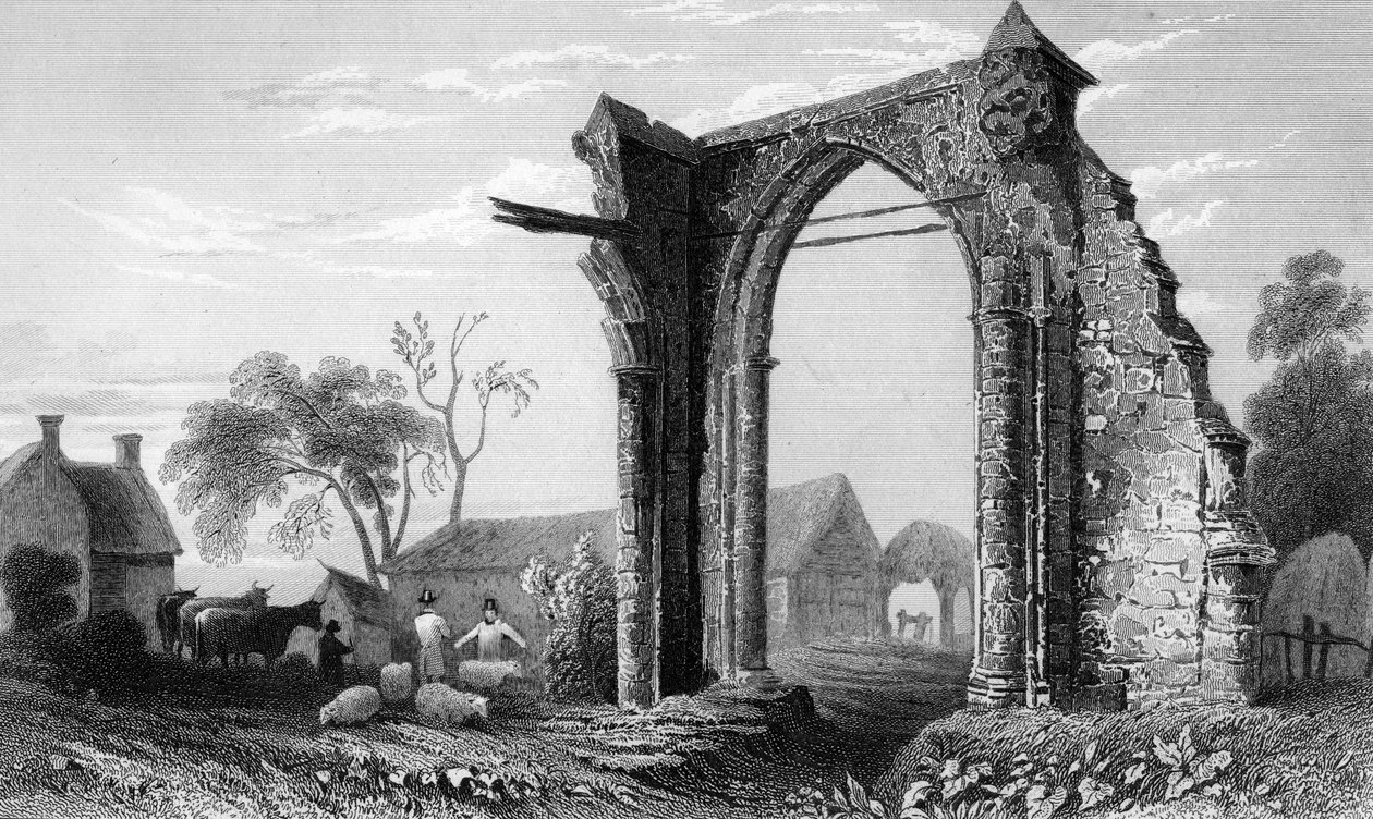Rovine del Priorato di Bycknacre, Essex, inciso da William Tombleson da William Henry Bartlett