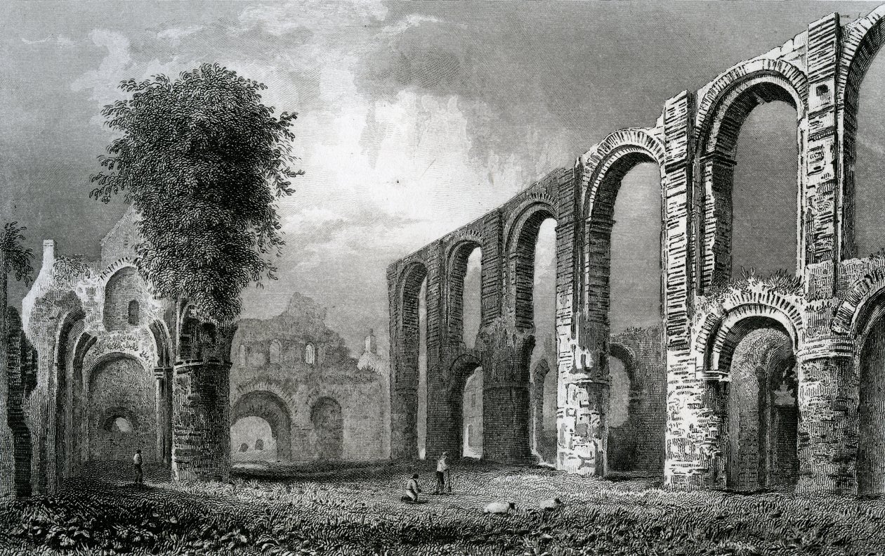Chiesa del Priorato di San Botolph, Colchester, Essex, inciso da John Rogers, 1832 da William Henry Bartlett
