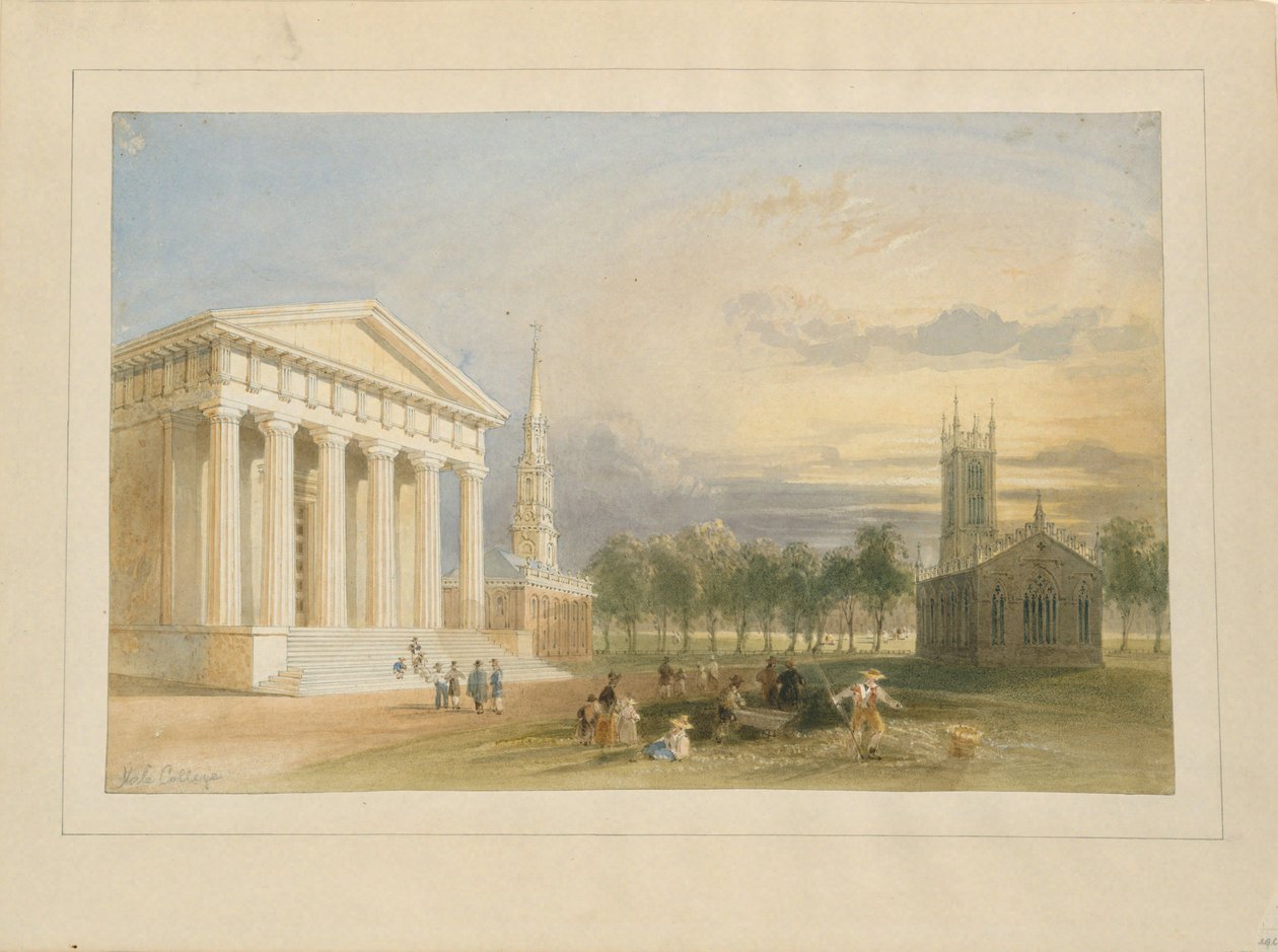 Studio per la veduta di Yale College e dello Statehouse di Bartlett da William Henry Bartlett