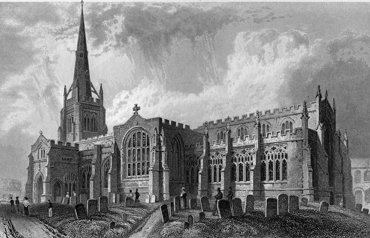 Chiesa di Thaxted, Essex, incisa da Robert Sands, 1831 da William Henry Bartlett