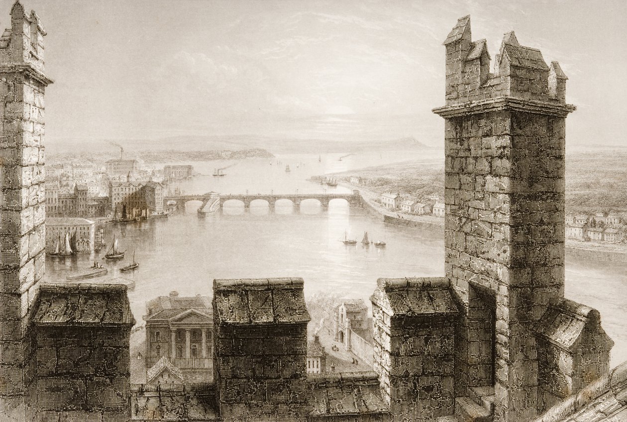 Il fiume Shannon e Limerick dalla Torre della Cattedrale, Contea di Limerick, da 