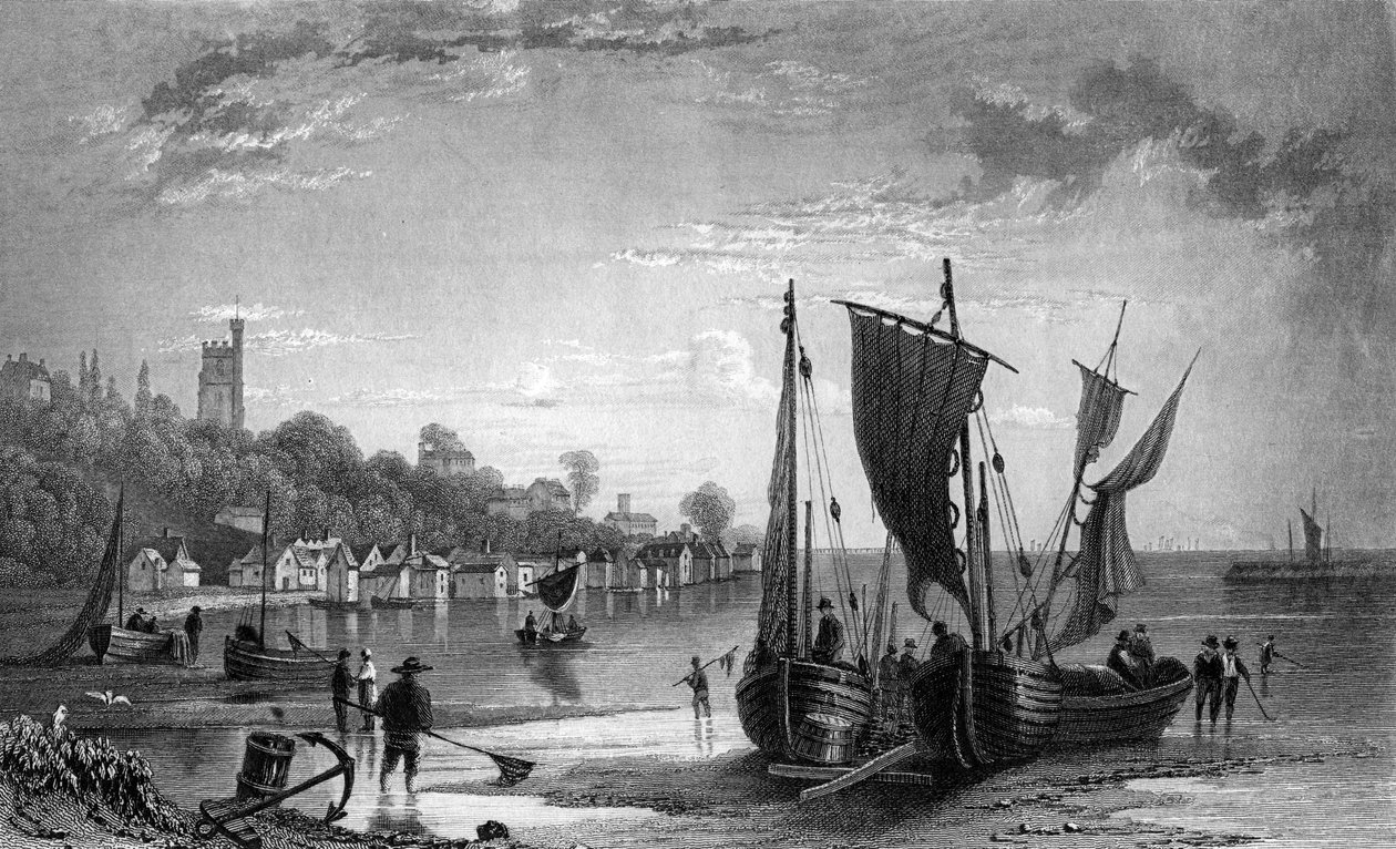 Il villaggio di Leigh, vicino a Southend, Essex, inciso da Charles Mottram, 1833 da William Henry Bartlett