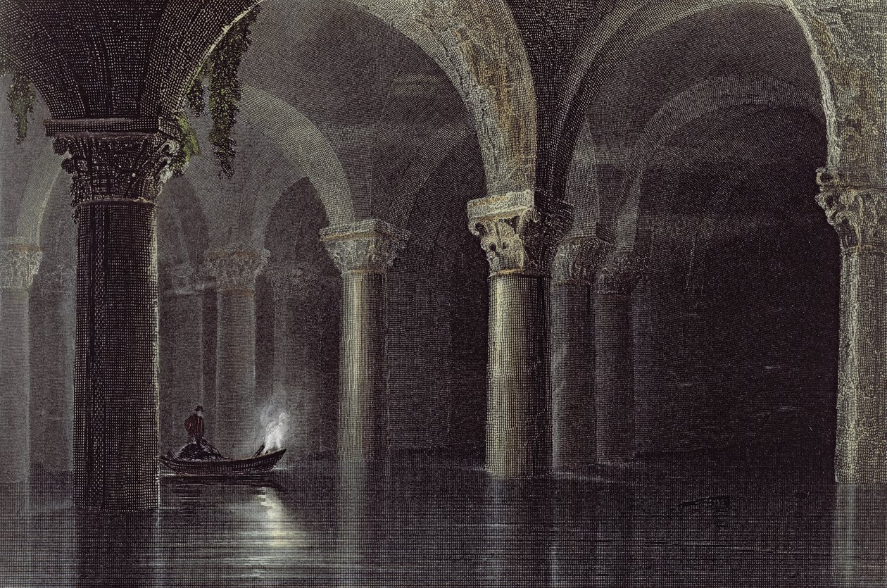 Yere Batan Serai (Le Cisterne) Istanbul, inciso da J.T. Willmore da William Henry Bartlett