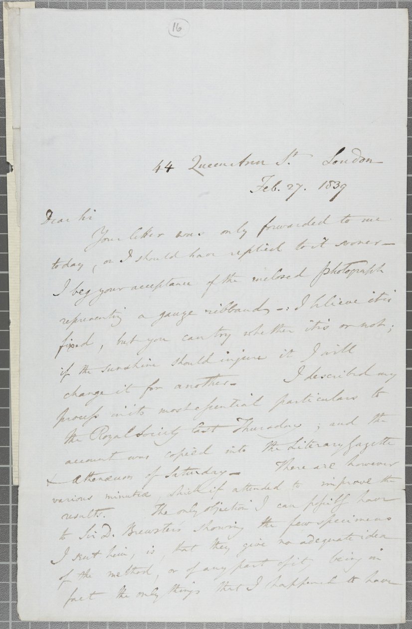 Lettera firmata da William Henry Fox Talbot a James David Forbes, 1839 da William Henry Fox Talbot