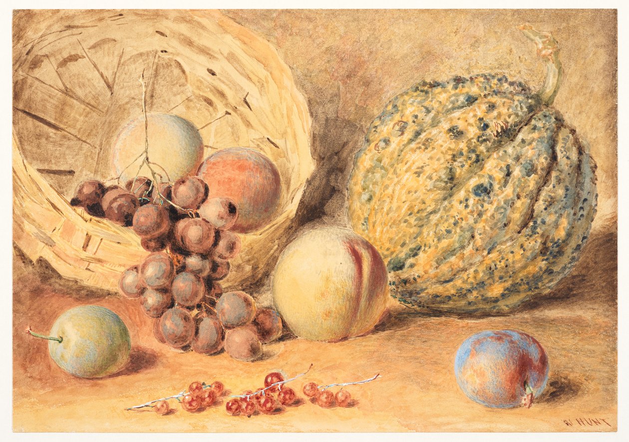 Cesto con melone, pesche, uva e prugne, c.1804 da William Henry Hunt