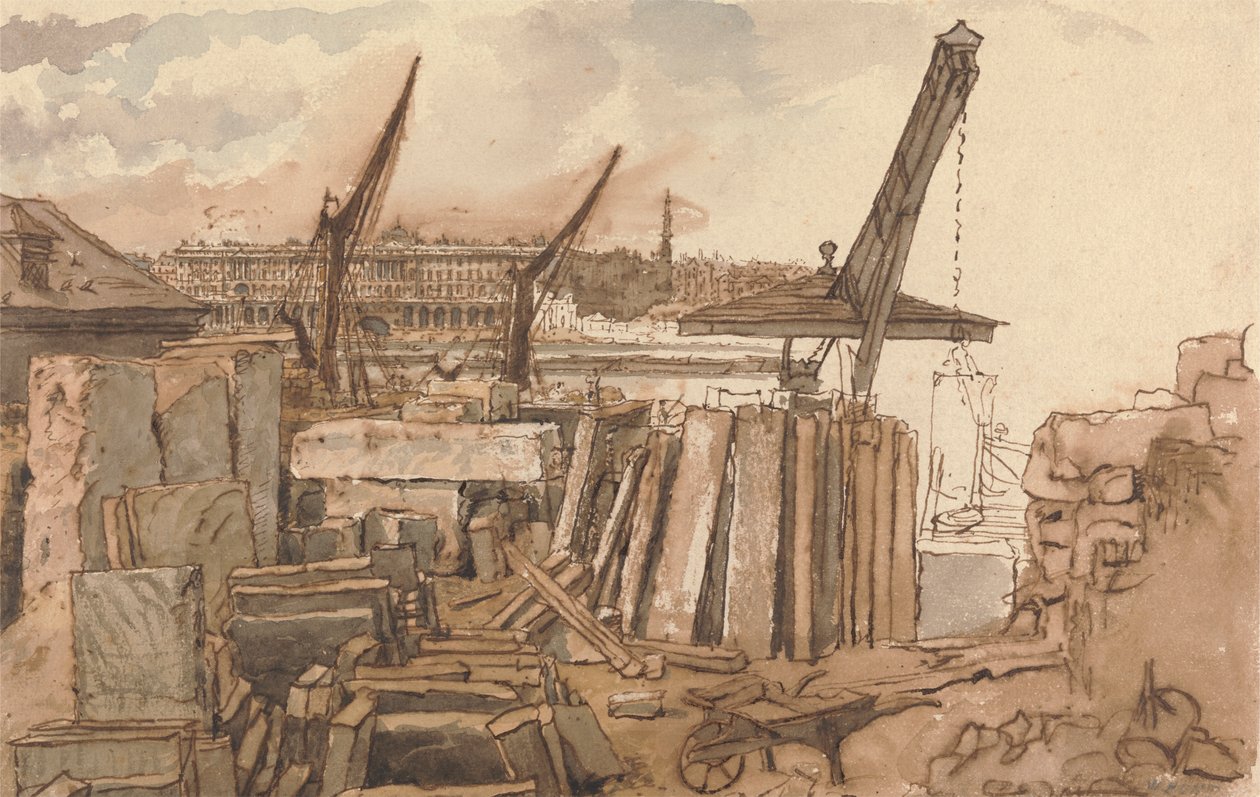 La costruzione del ponte di Waterloo da William Henry Hunt