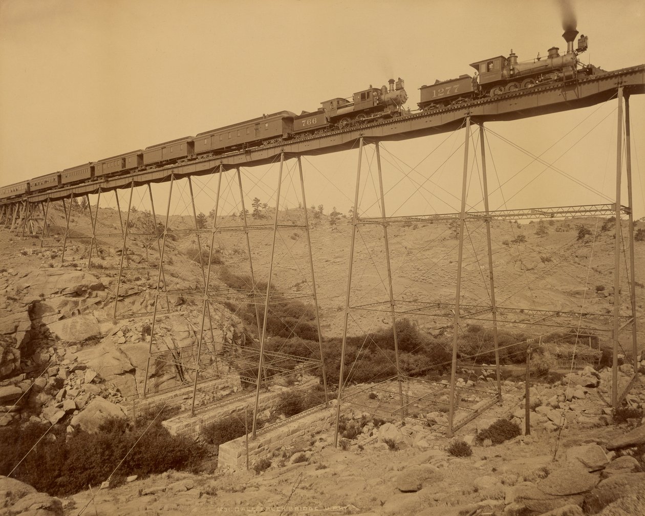 Ponte di Dale Creek, ferrovia Union Pacific da William Henry Jackson