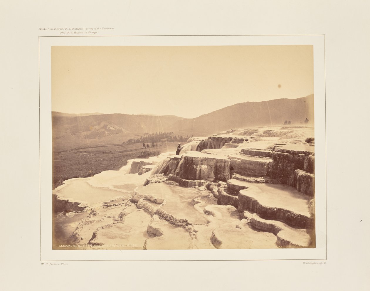 Mammoth Hot Springs sul fiume Gardiner da William Henry Jackson