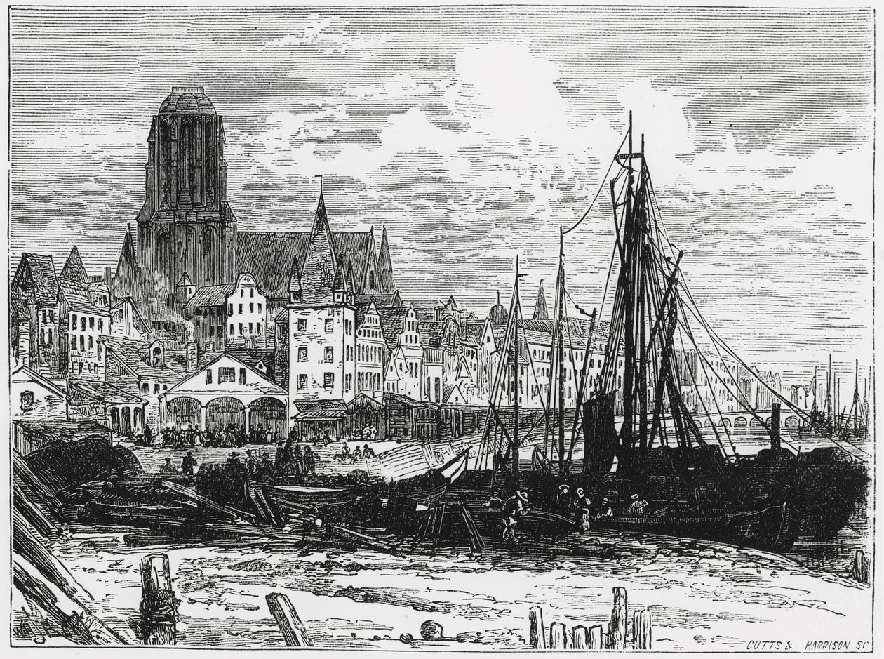Veduta di Francoforte sul Meno con la Chiesa delle Dame Bianche sullo sfondo, inciso da Cutts e Harrison da William Henry James Boot