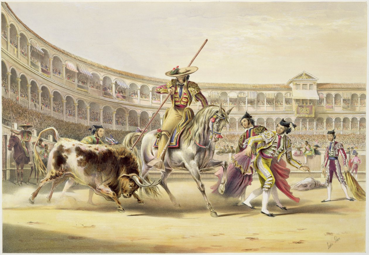 Toro che carica un picador, 1865 da William Henry Lake Price