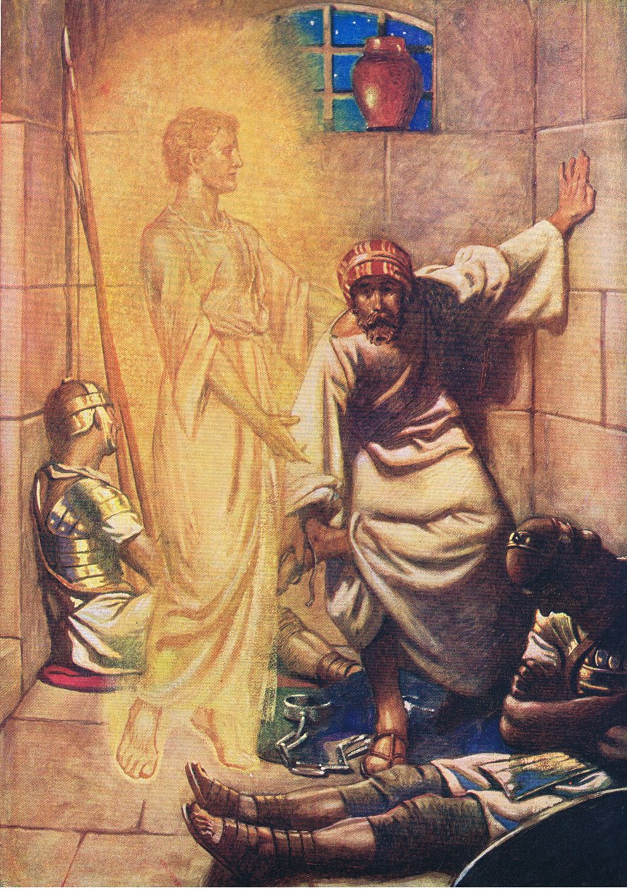 Pietro liberato dalla prigione, da Il Libro delle Immagini della Bibbia pubblicato da Thomas Nelson, c.1950 da William Henry Margetson