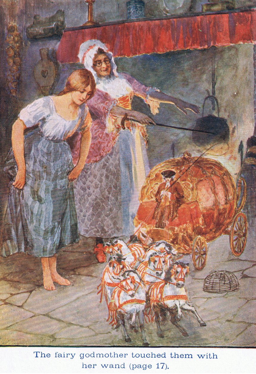 La Fata Madrina li toccò con la sua bacchetta, Cenerentola, 1925 da William Henry Margetson