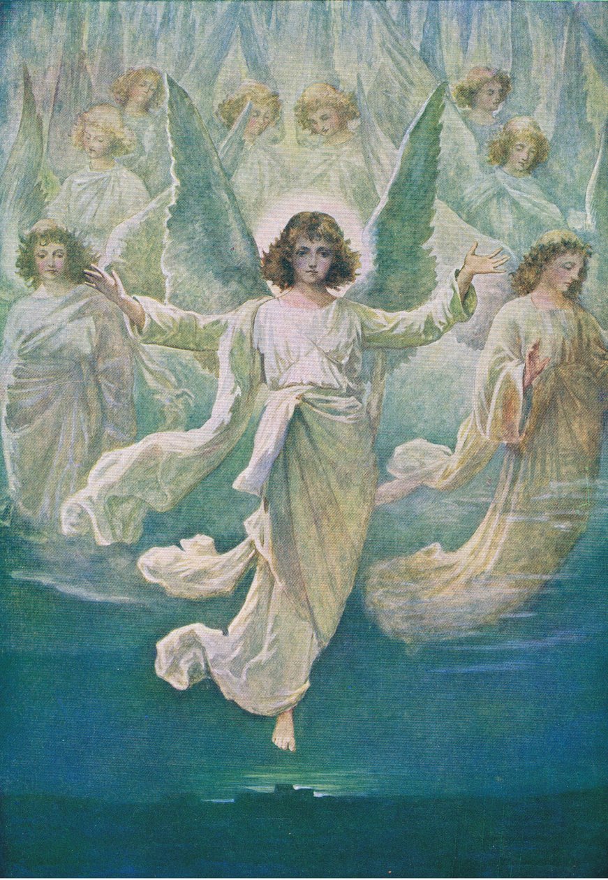 Il coro degli angeli, da The Bible Picture Book pubblicato da Thomas Nelson, c.1950 da William Henry Margetson