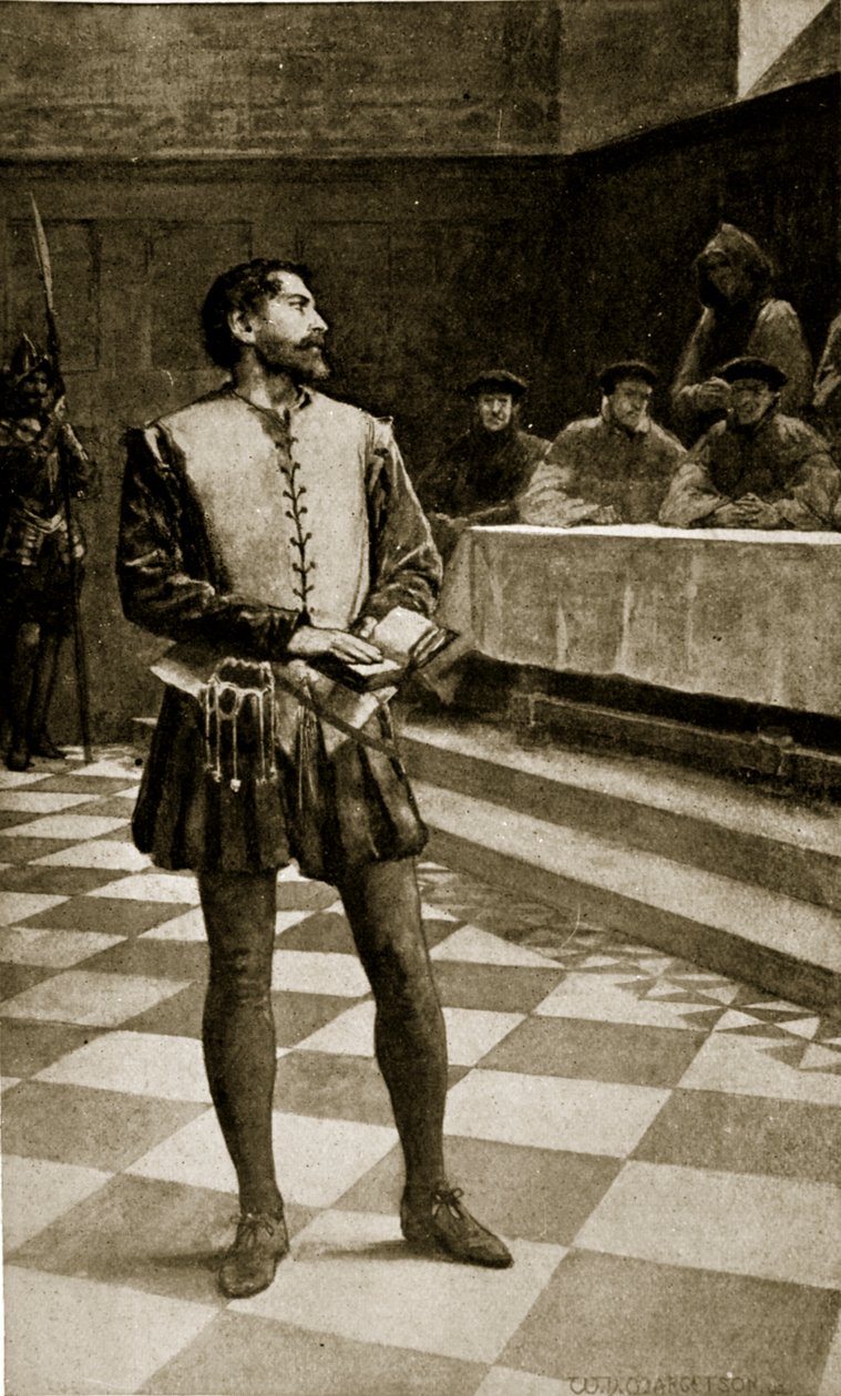 Il processo di Adam Wallace, 1550, illustrazione da 