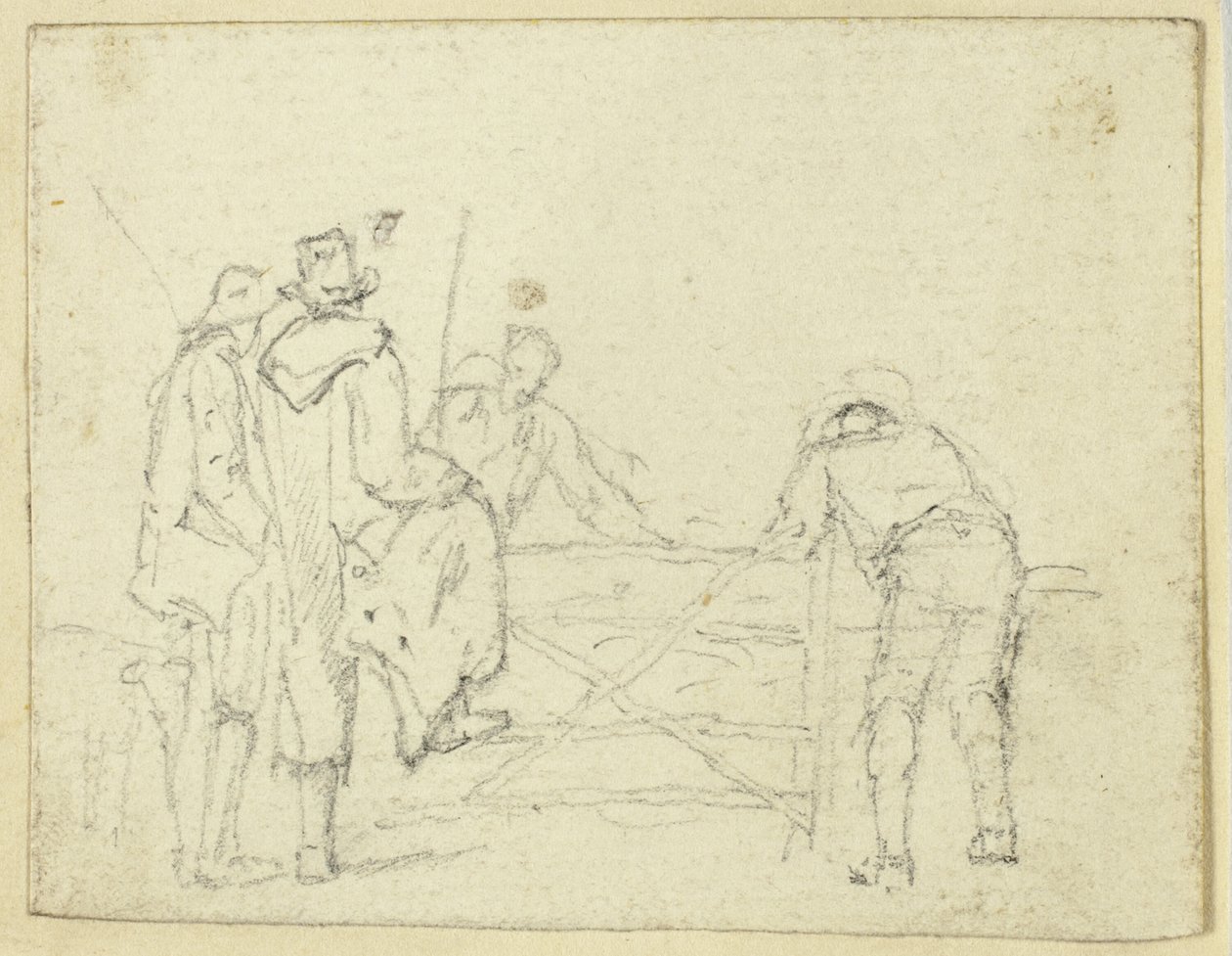 Cinque figure al cancello da William Henry Pyne