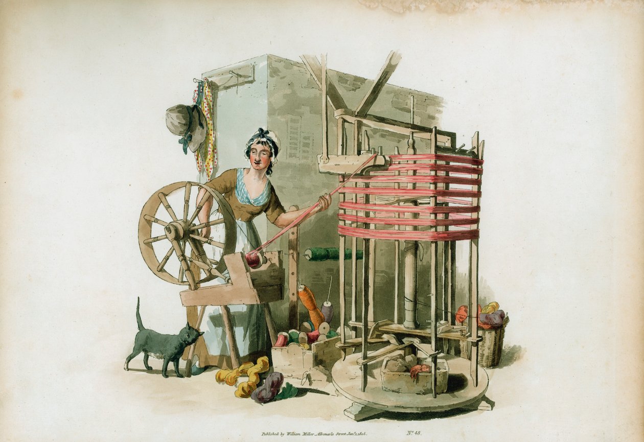 Il filatore di lana, 1805 da William Henry Pyne