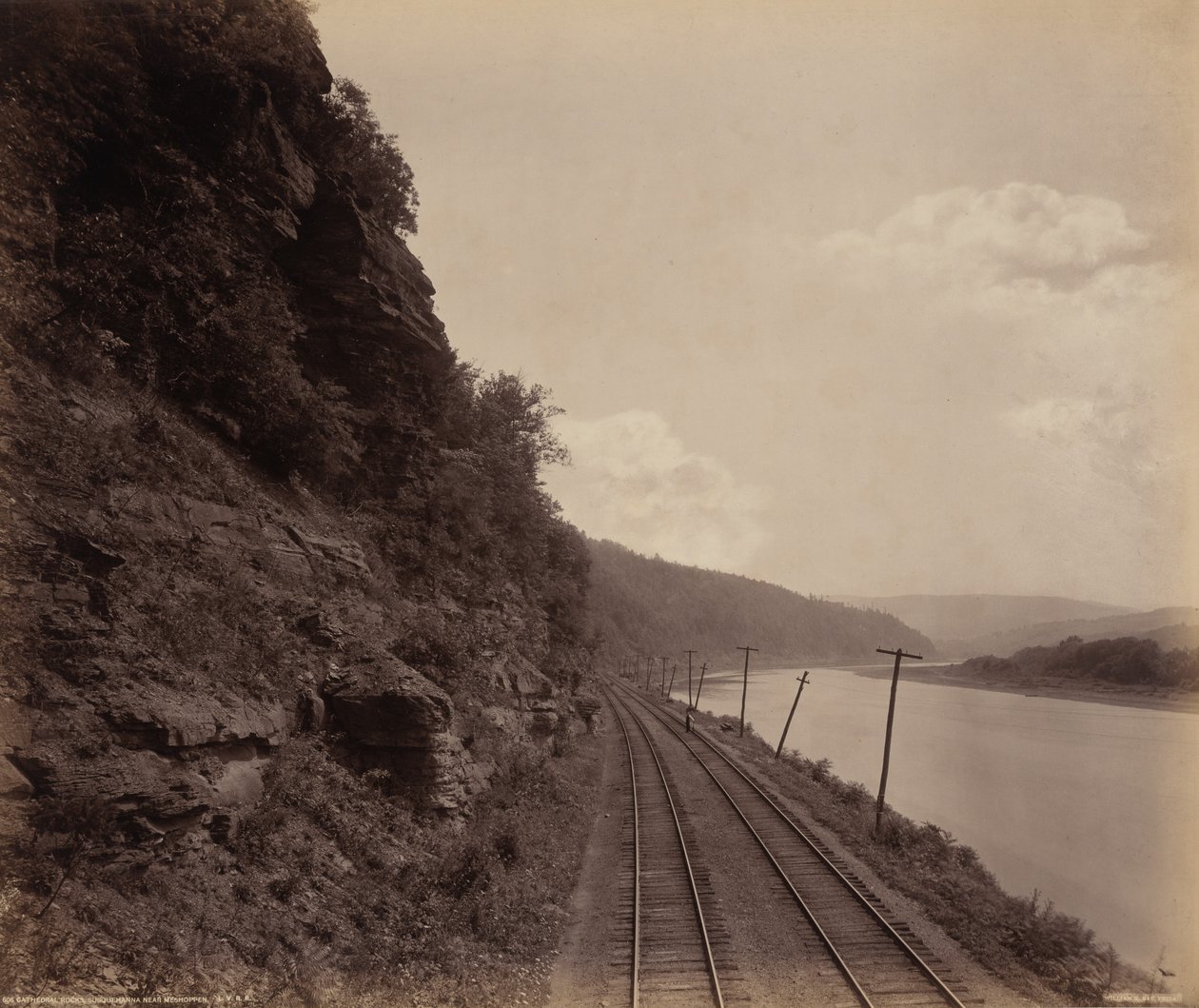 Rocce della cattedrale, Susquehanna vicino a Meshoppen, c. 1895 (foto) da William Herman Rau