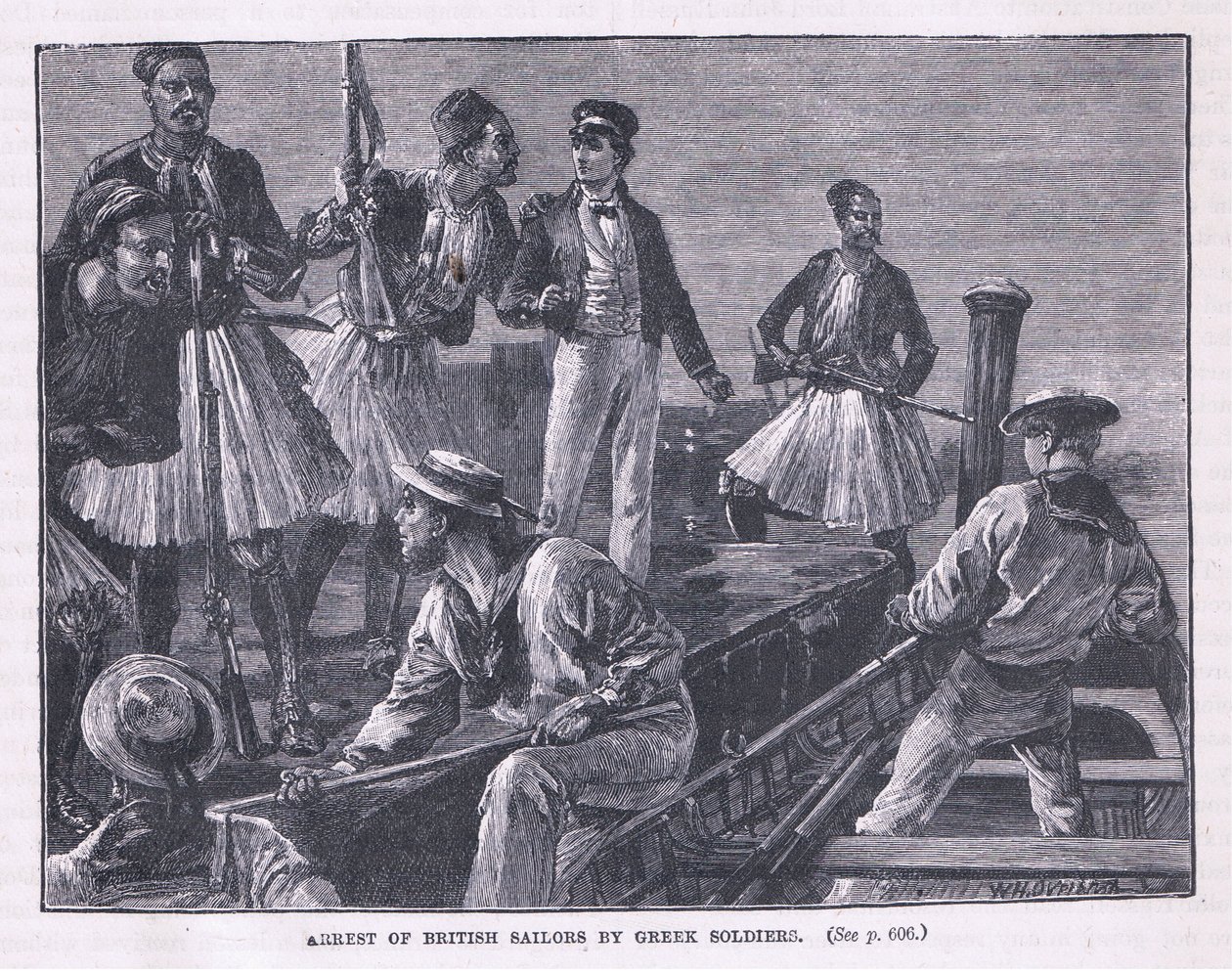 Arresto dei marinai britannici da parte dei soldati greci AD 1850 da William Heysham Overend