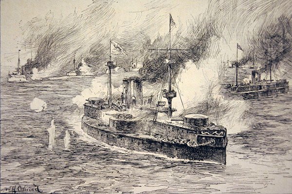 Battaglia del Fiume Yalu il 17 settembre da William Heysham Overend