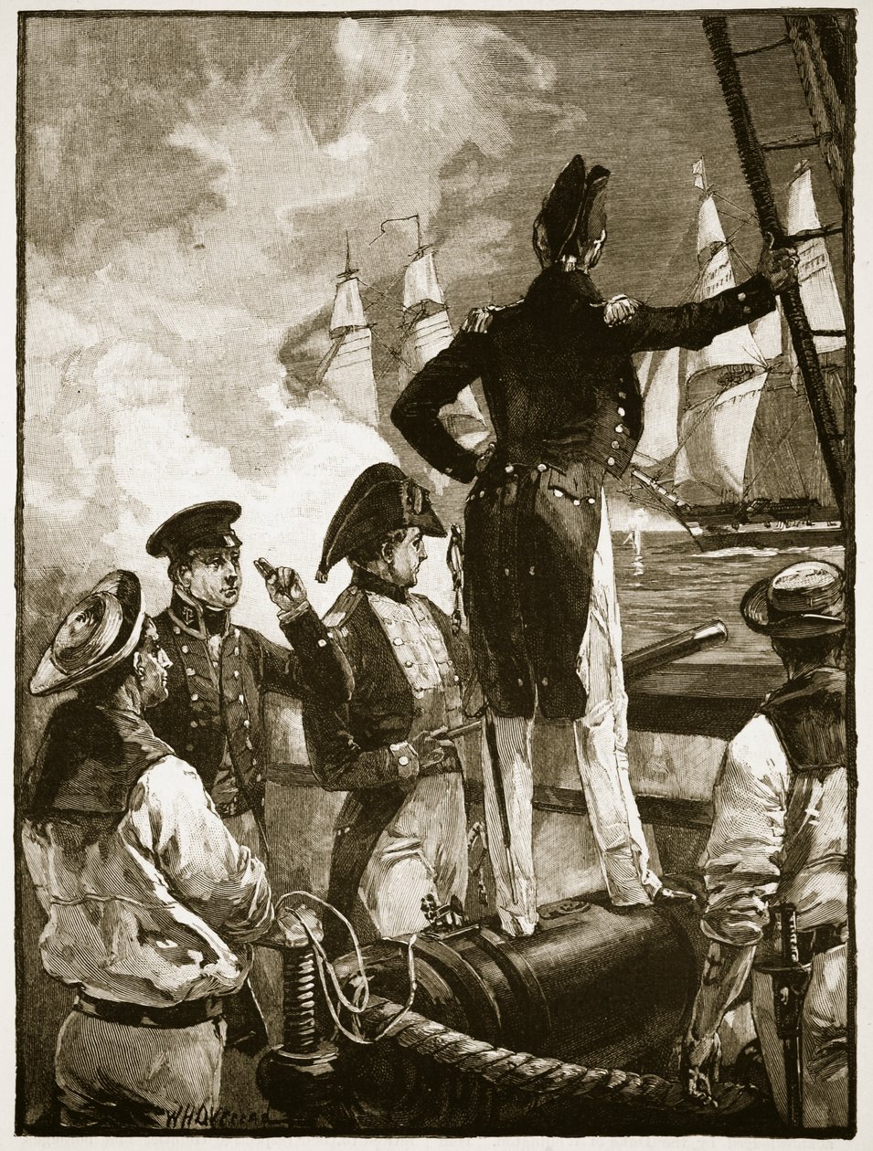 Il capitano Walpole intercetta le navi del duca di Saldanha, illustrazione da 