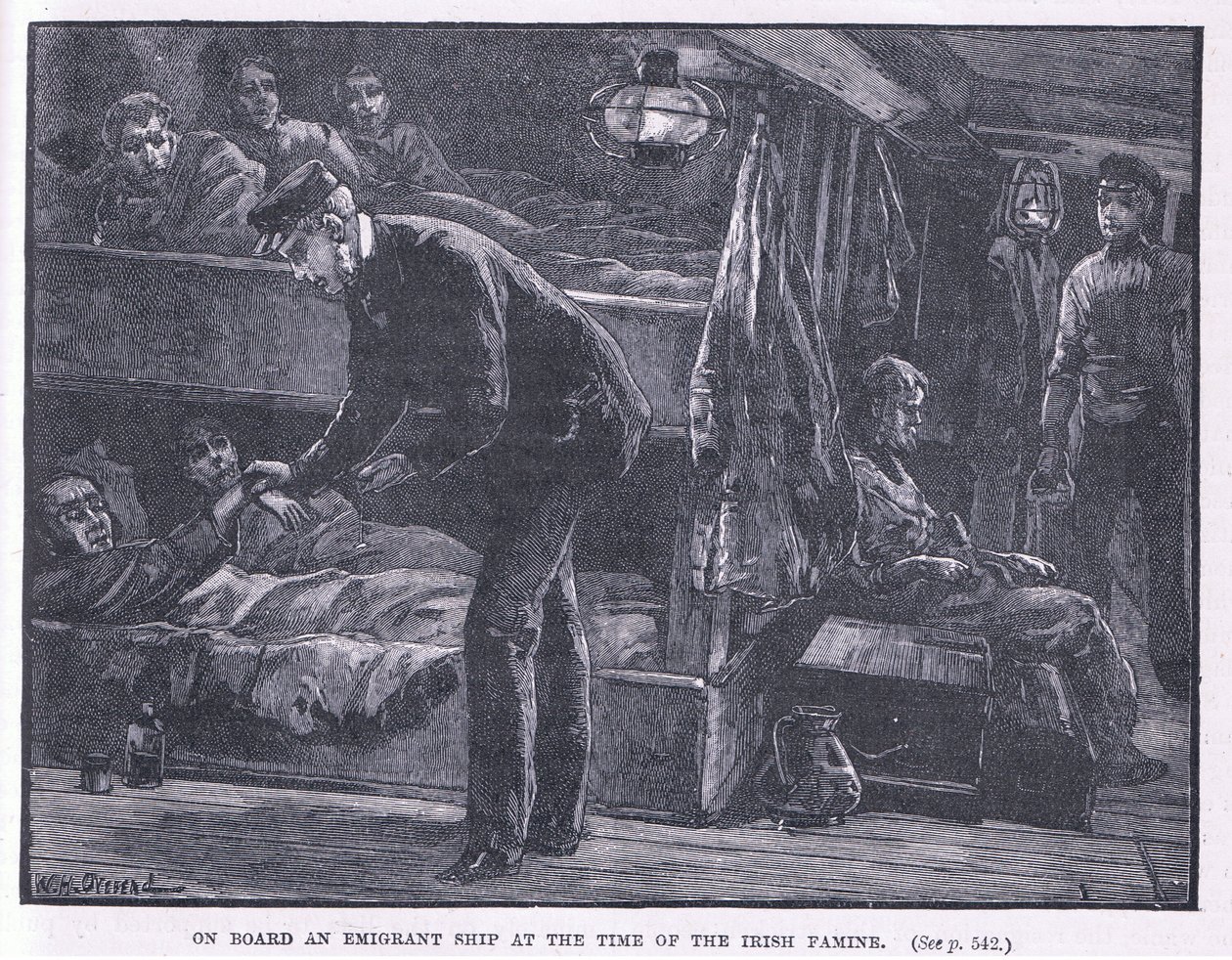A bordo di una nave di emigranti al tempo della carestia irlandese AD 1846 da William Heysham Overend