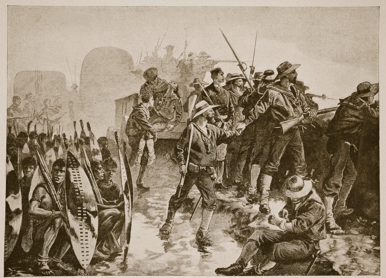 La guerra Zulu: difesa di un accampamento contro un attacco Zulu da William Heysham Overend