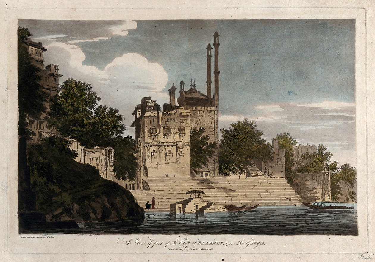 Veduta di una parte della città di Benares, sul Gange da William Hodges