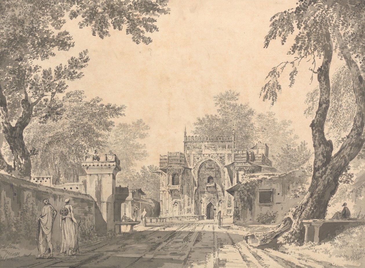 Veduta di una moschea a Chunar Gur [Chunargarh] da William Hodges