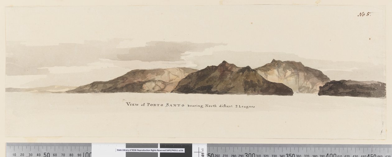 Pagina 5 Veduta di Porto Santo verso nord distante 2 leghe da William Hodges