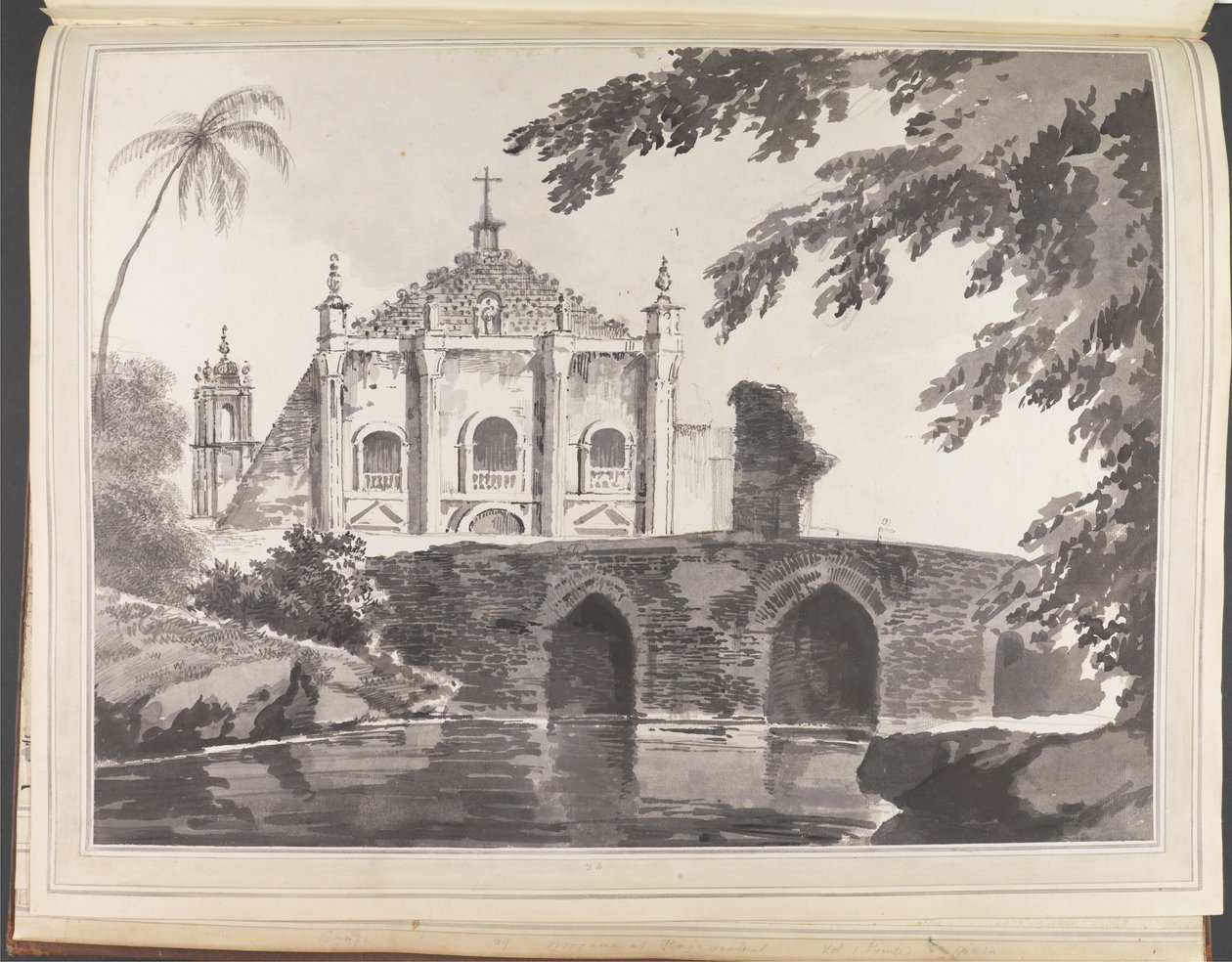 Vista di un ponte e di una chiesa cristiana da William Hodges