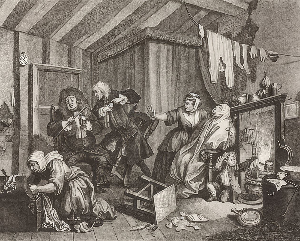 Il progresso di una prostituta / Il cammino di una cortigiana. Foglio 5: La morte, 1732 da William Hogarth