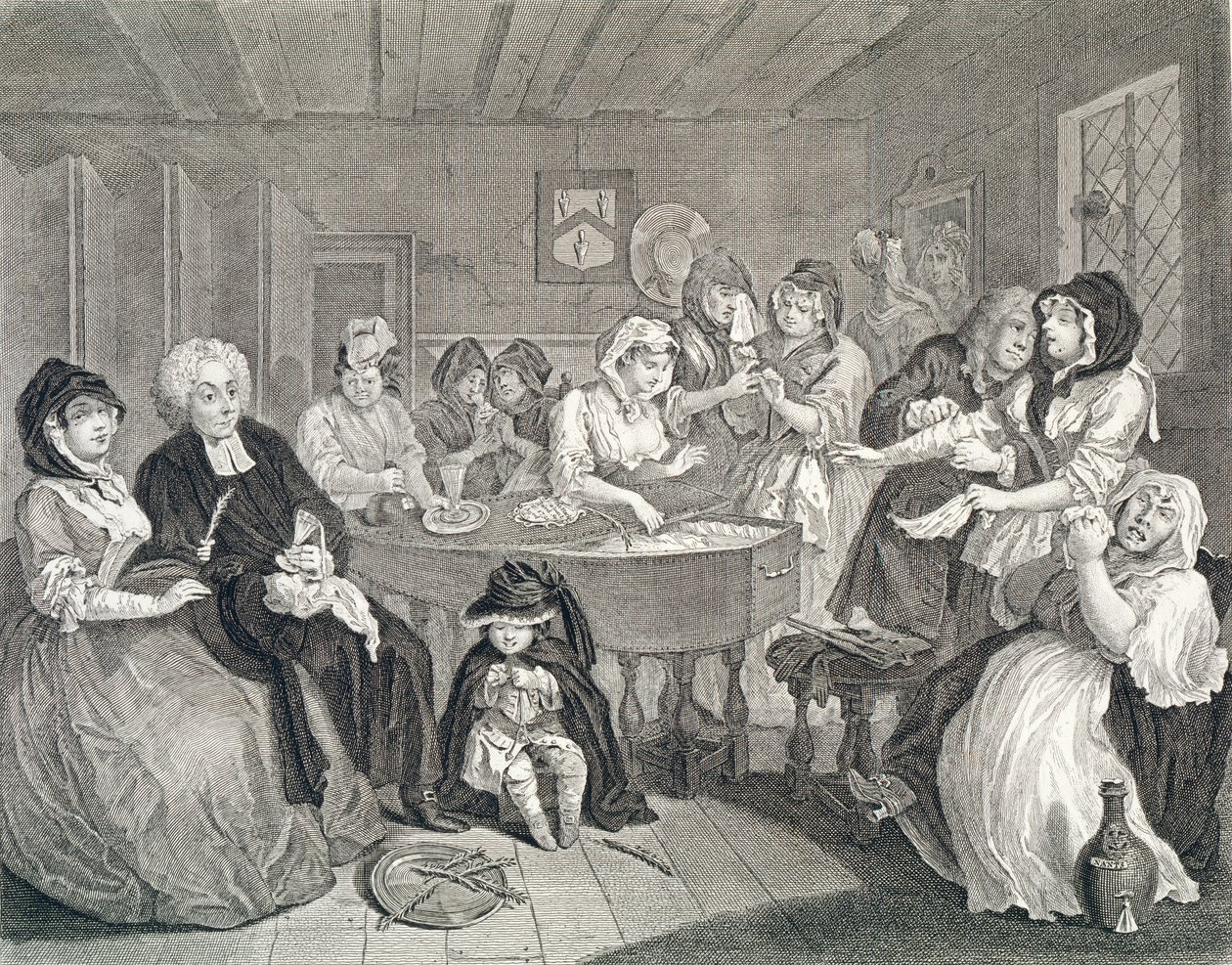 La Carriera di una Prostituta, Tavola Sei: Il Funerale da William Hogarth